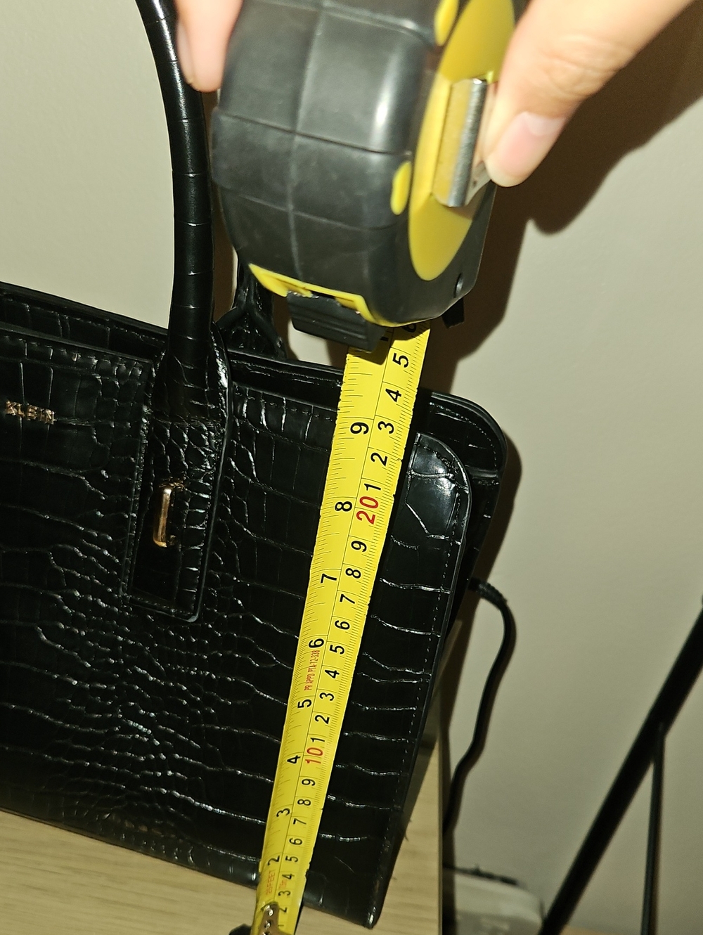 Anne Klein Black Croc-Embossed Satchel with Gold Hardware - Picture 6 of 7